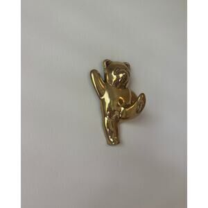 Vintage Brass Teddy Bear Hook 70s Nursery Decor / Single Wall Hook